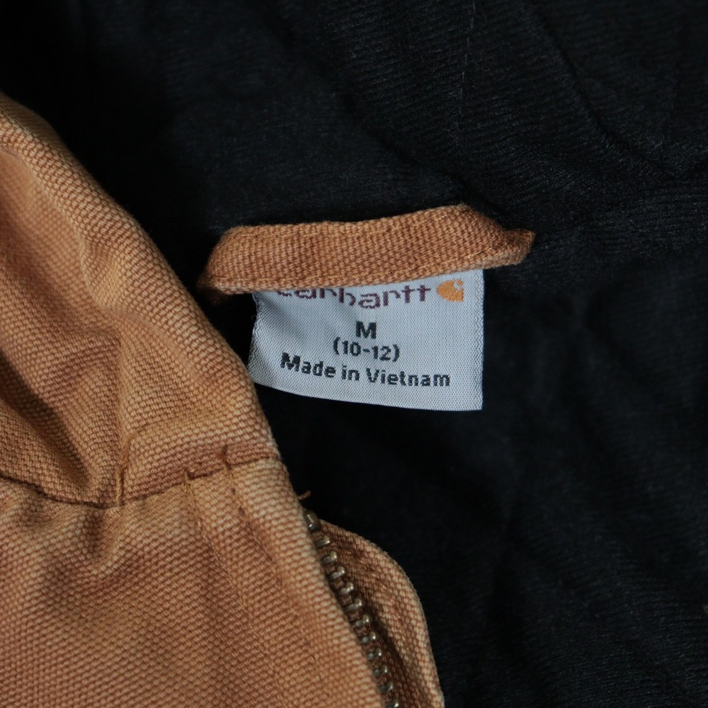 Carhartt Kids Jacket Insulated Hooded Canvas Workwear Brown Cotton Kids M 10-12 - Picture 3 of 9